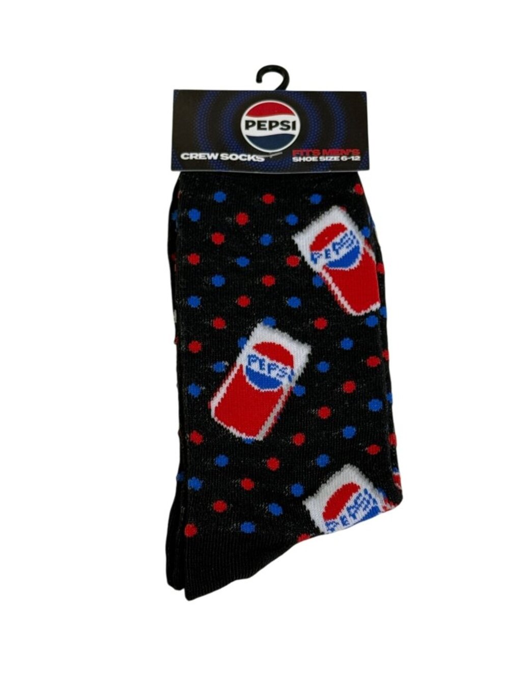 Black Crew Socks with Retro Soda Cup Print 🎁 NWT Fun Men’s Socks Size 6-12